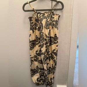 Burt's Bees Black and Cream Patterned Jumpsuit